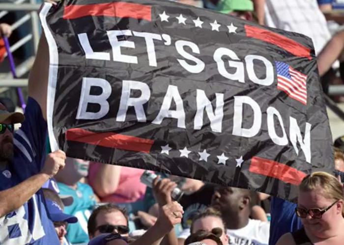 Let's Go Brandon Flag in crowd